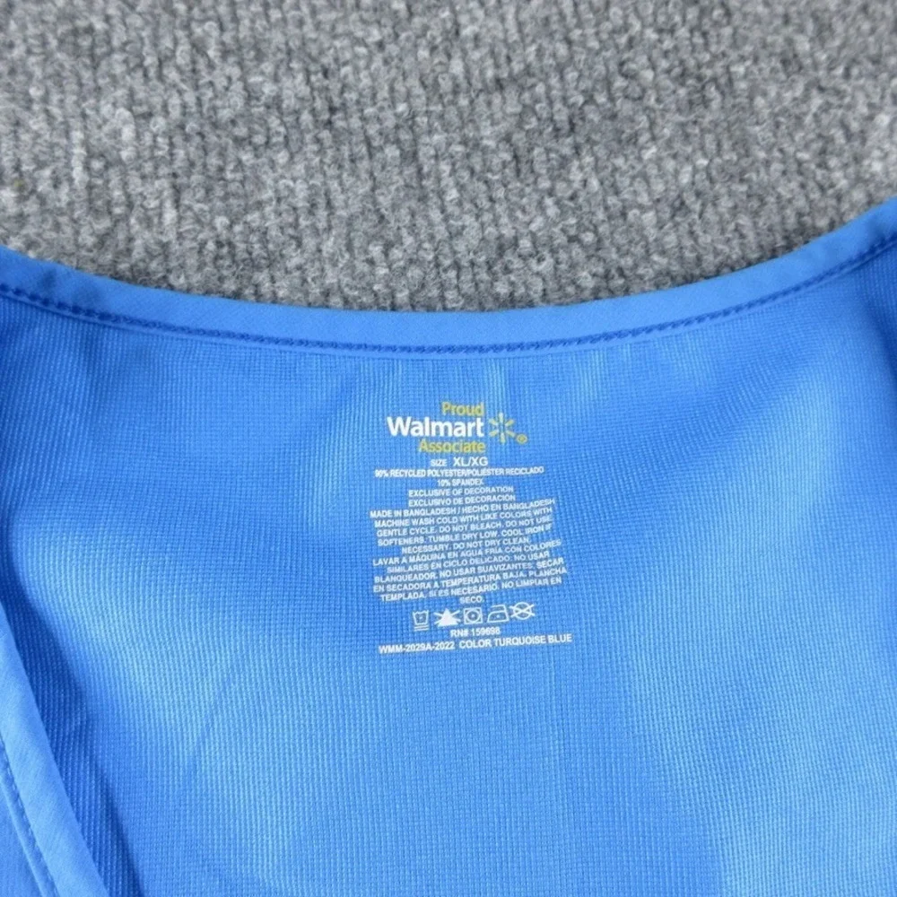 Walmart Employee Vest Adult XL Blue Full Zip Sleeveless Associate Uniform